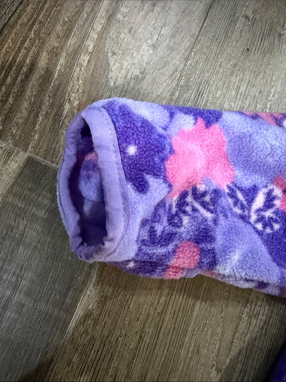 Columbia Purple and Pink Floral Fleece Hooded Baby One-Piece - Picture 4 of 6